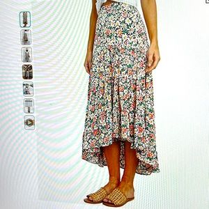 Daisy Print Maxi Skirt Elastic Waist